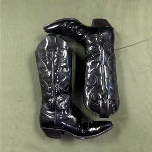 Handmade Black Patent Leather Women’s Western Cowboy Boots.Stallion for Out West